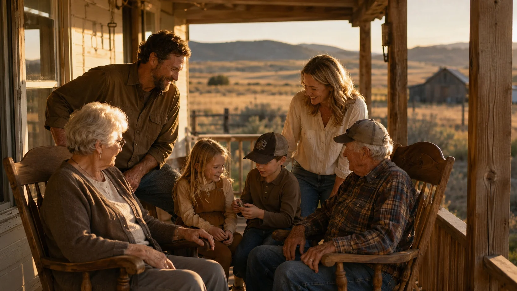 Idaho family on a back porch — family wealth article preview.